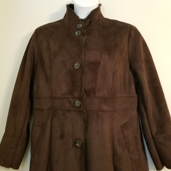 Calvin Klein XL Suede Long Fur Trench Coat Heavy Rancher - Picture 7 of 7